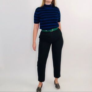 Vintage High Rise Pleated Black Tapered Trousers